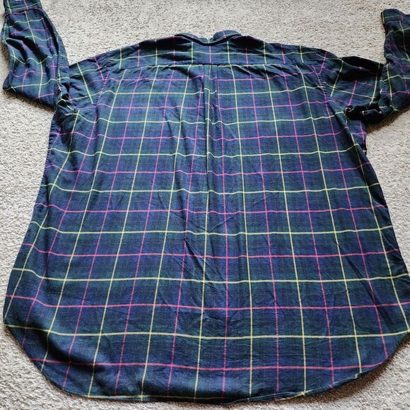 Ralph Lauren Shirt Mens 3XLT Tall Blue Yellow Red Tartan Plaid Long Sleeve - Picture 4 of 10